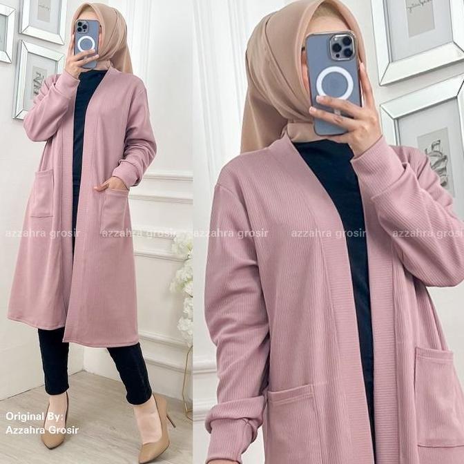 Azzahra Grosir - Celsia Mango Knit Cardigan Wanita Panjang Knit Rajut / 513-7091 Knitwear Kardigan O