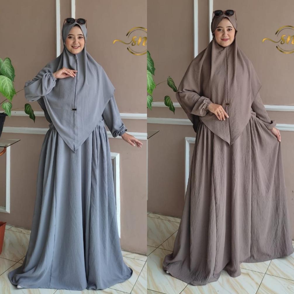 Baju Gamis Jumbo Sahira Syar'i Hijab Bergo Terbaru Kekinian Crinkel Airflow L XL XXL