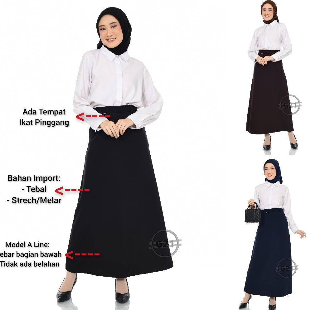 Rok Kerja Wanita Panjang Rok Hitam Panjang A Line Skirt Payung Standar dan Jumbo Big Size Rok Panjan