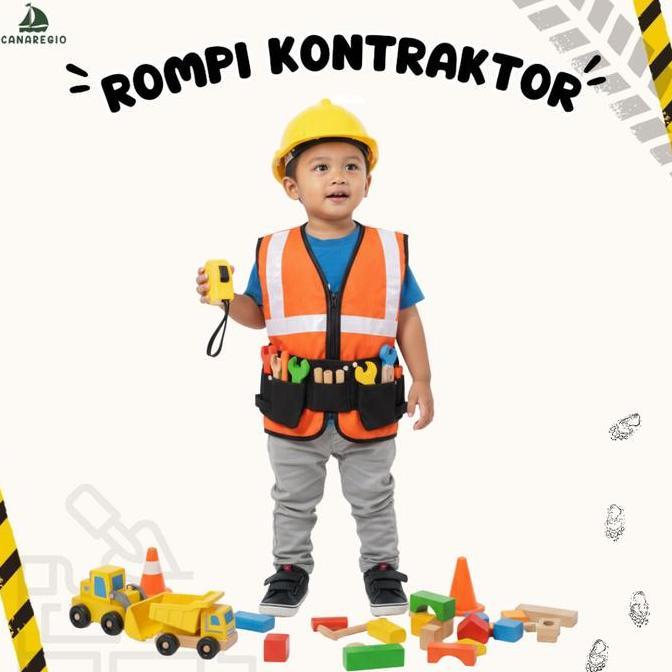 Baju Profesi Anak Kontraktor Kostum Rompi Pekerja Proyek