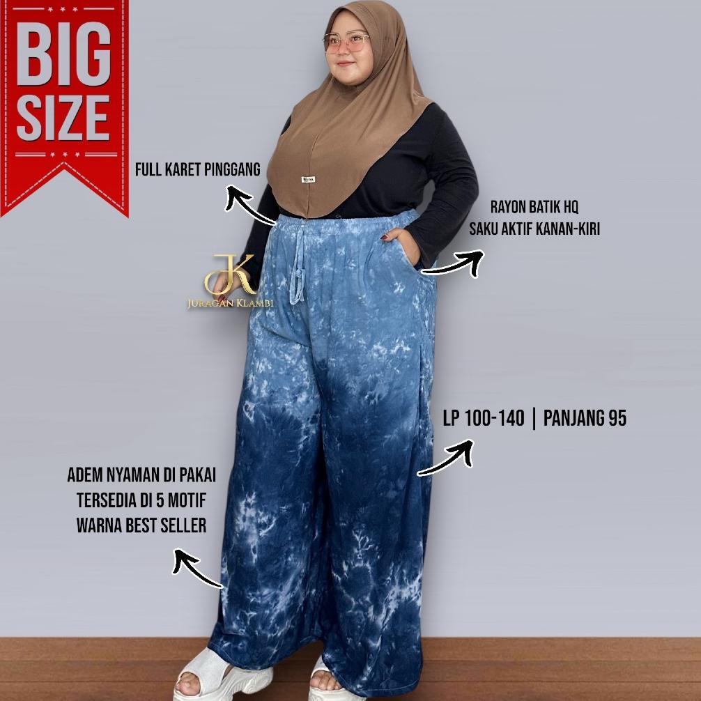 Celana Kulot Batik Bahan Rayon Premium Jumbo Free Bros By Juragan Klambi Muslim, Wanita, Panjang