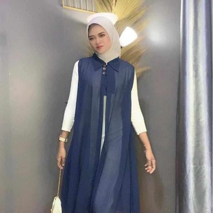 FREE ONGKIR RF - LONG TUNIK OUTER CARDIGAN WANITA POLOS JUMBO PREMIUM TANPA LENGAN OUTERWEAR TERBARU