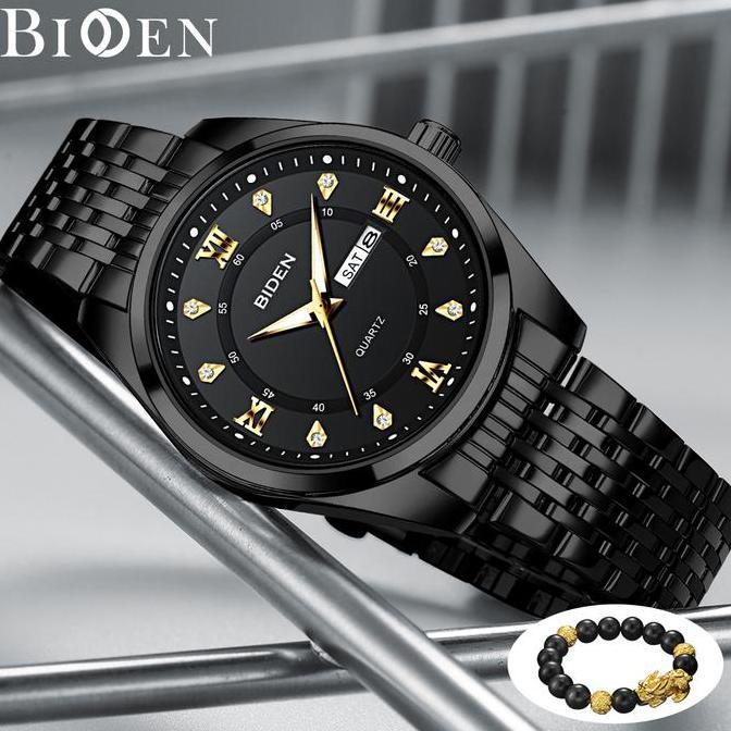 Biden Jam Tangan Pria Original Kalender Luminous Tali Stainless Steel