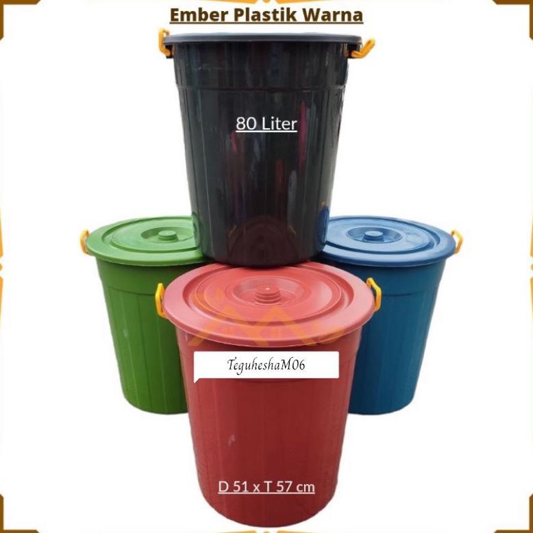 EMBER AIR PLASTIK + TUTUP 80 LITER WARNA / EMBER PLASTIK BESAR JUMBO / EMBER / BAK