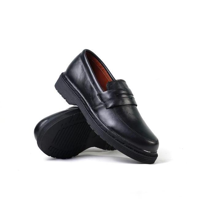WARKA - Sepatu Loafers Pantofel Pria Kulit Sepatu Kulit - Bhevin Hitam