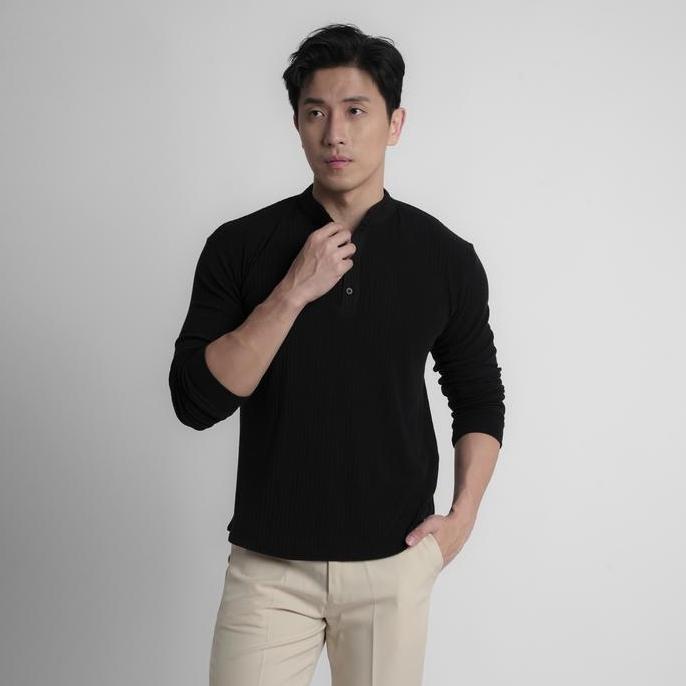 Cupachino Henley Men Shirt Kaos Pria Lengan Panjang ANG