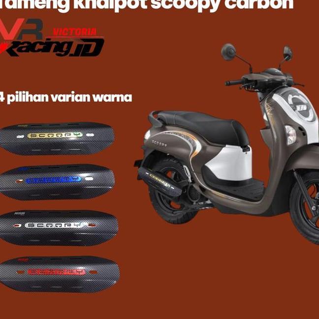 Cover Tutup Tameng Pelindung Knalpot Scopy Carbon Nsb Bahan Full Akrilik Tameng Knalpot Scoopy Carbo
