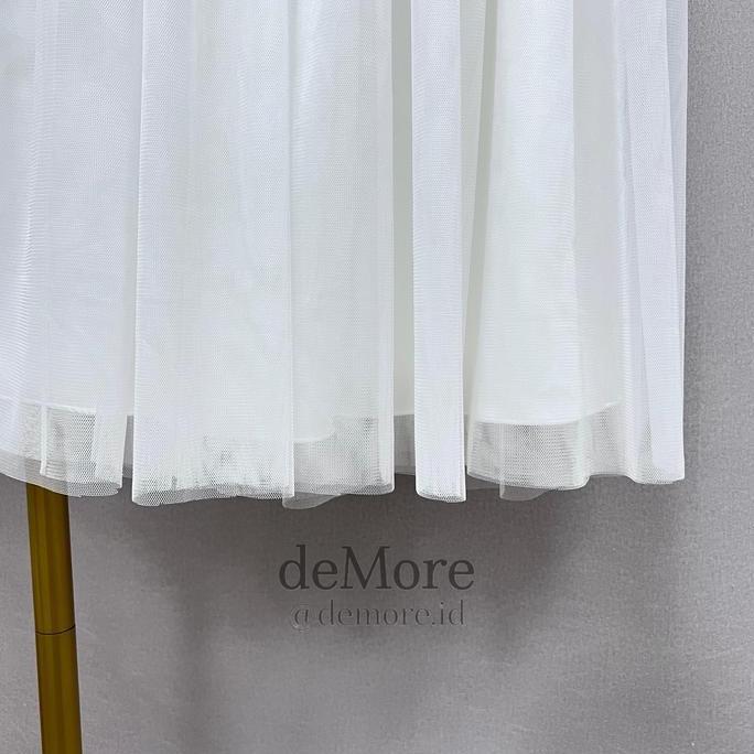 [Demore] - Rok Tutu Tile Panjang Wanita Putih Polos - Bawahan Casual Rempel Dewasa - Tulle Skirt Pes
