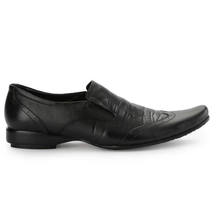 Marelli Sepatu Pantofel Formal Pria Kantor Black  kulit asli - LV 078