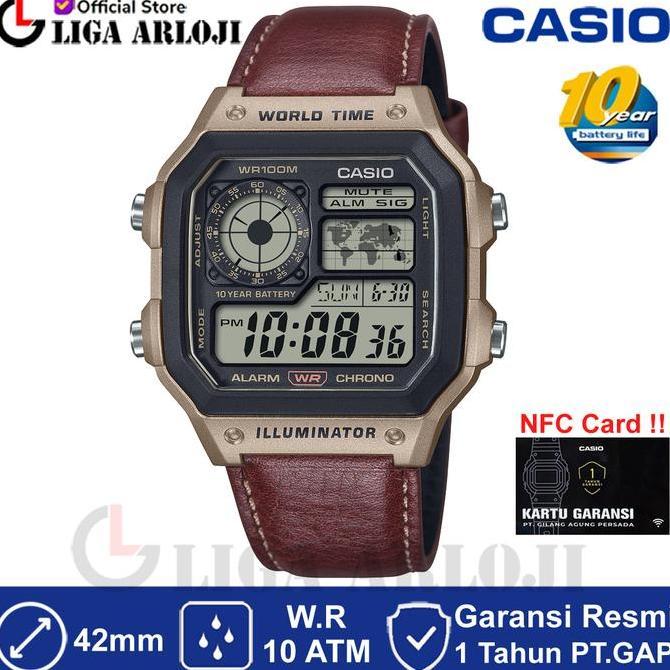 Casio Ae-1200Whl-5Avdf Jam Tangan Pria Digital Kulit Ae-1200Whl-5A Ae1200Whl Ae1200