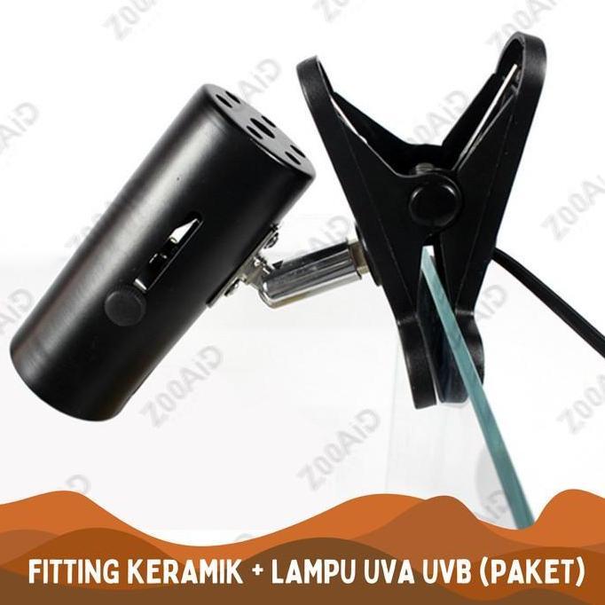 FITTING KERAMIK PENDEK + LAMPU UVA UVB PENGHANGAT REPTIL REPTILE KURA