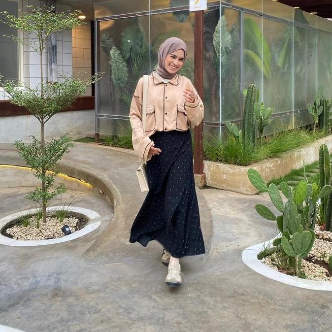 DISKON YEJI SKIRT POLKA | ROK POLKADOT | ROK PANJANG | CASUAL SKIRT