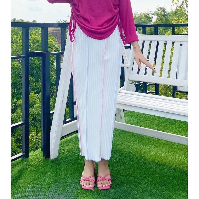 BEST SELLER ALICE SKIRT - ROK MIDI PANJANG 7/8 MODEL GARIS PELANGI ROK SPAN WANITA MELAR OUTFIT BOUT