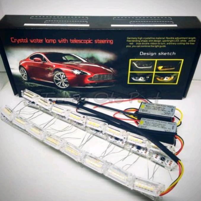 Sepasang Lampu LED DRL Alis Crystal Tear 60 Cm Sein Running