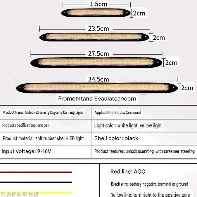 SEAMETAL DRL Lampu Siang Hari Mobil Lampu  Drl Running 12v Flexible Tahan Air - Hitam