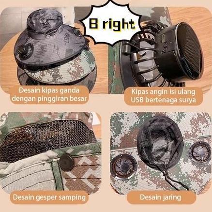 Topi Matahari Anti Uv Visor Topi Surya Kipas Ganda Topi Masker Army Luar Ruangan Hiking Topi Pantai 