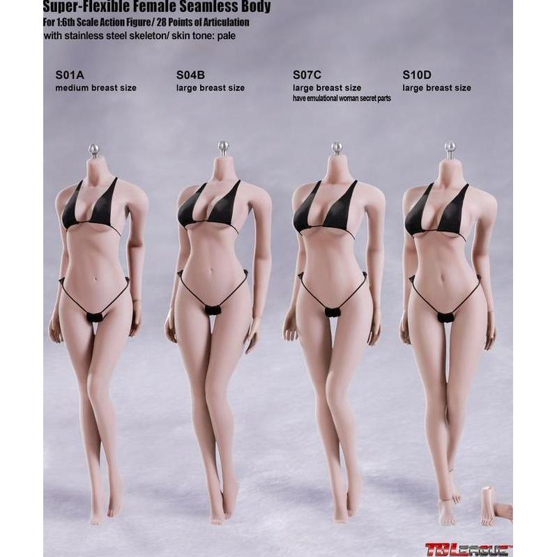 TBLeague S07C S09C S10D S38A S39A Body Wanita 1/6 Pale Suntan dengan 28 Titik Artikulasi Ultra Reali