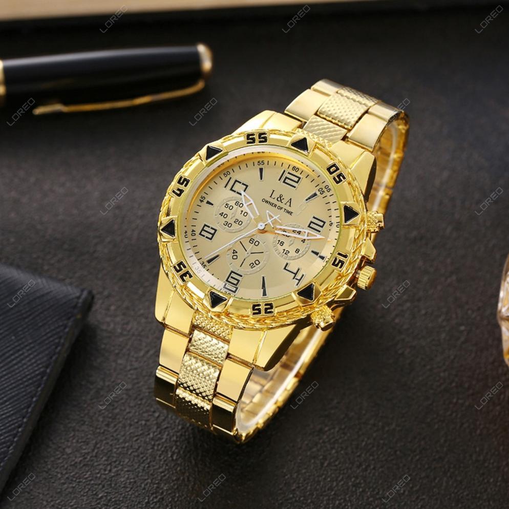 BESTPROMO LOREO Jam Tangan Pria Mewah Desain Eropa / Jam Tangan Cowok Chronograph