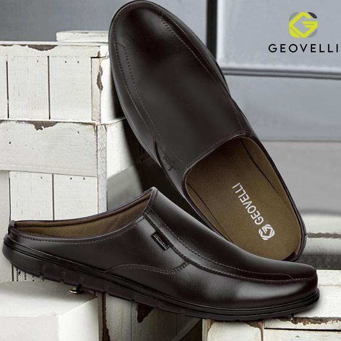 GVL Geovelli G-1950 Sandal Bustong Pria Sepatu Sendal Slop Cowok Sepatu Tutong Sepatu Formal Coklat 