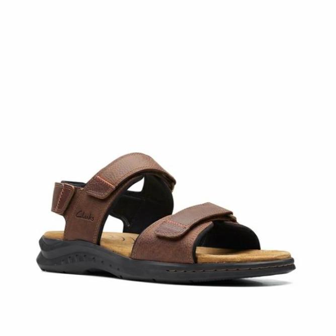 Sandal Pria Clarks Hapsford Creek Orinal - Cokelat, 40 Fadro