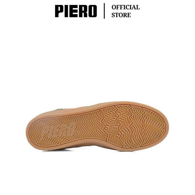 PIERO SEPATU SNEAKERS PRIA COURT DERBY BLOGO OLIVE WHITE GUM PIE1153
