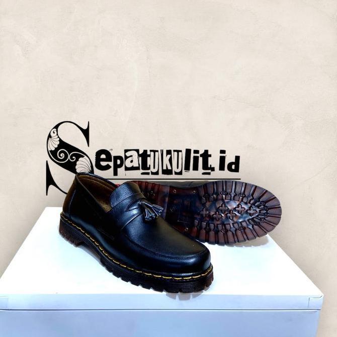 Sepatu Dokmar Low Boot Pantofel Kasual Pria Kulit Asli Hitam Slip On Pendek Terbaru Kerja Flat