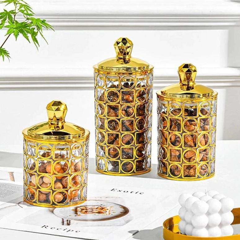 Toples 3 Set Kaca Tempat Cemilan Kue Kering