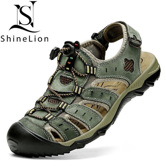 KP-2026 Sandal Kulit Pria Asli Original Tapak Karet Tebal Ringan Sandal Pria Gunung Trendy Outdoor P