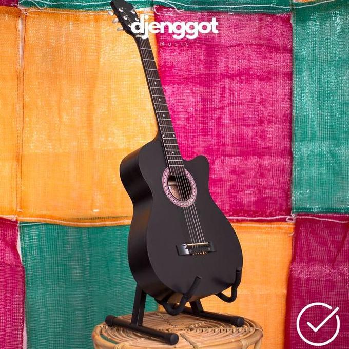 [Paket Lengkap] Gitar Akustik Hitam Mandalika S-01 Murah Fullset