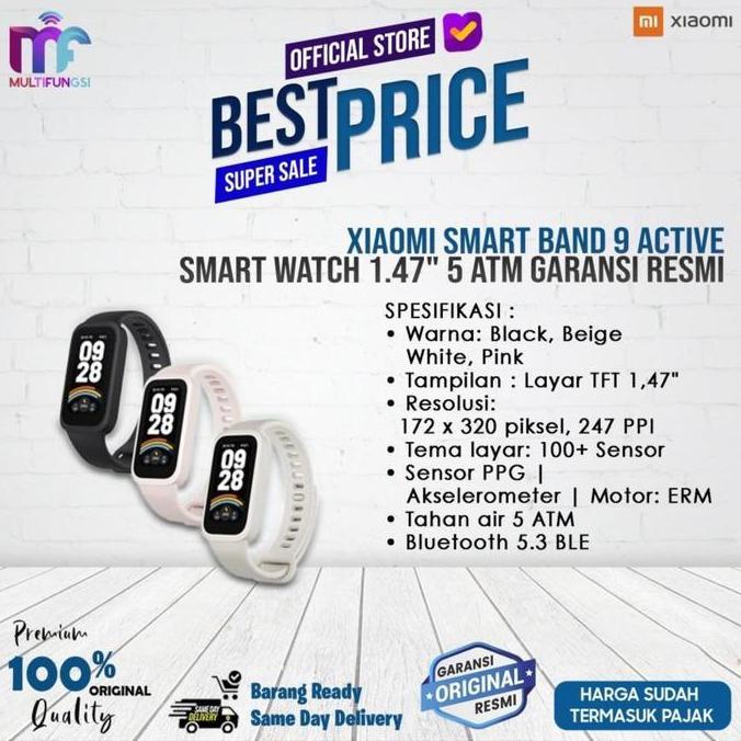 BLOODIBURS - XIAOMI SMART BAND 9 ACTIVE | SMART WATCH 1.47 MI BAND 5 ATM GARANSI RESMI JAM BLUETOOTH