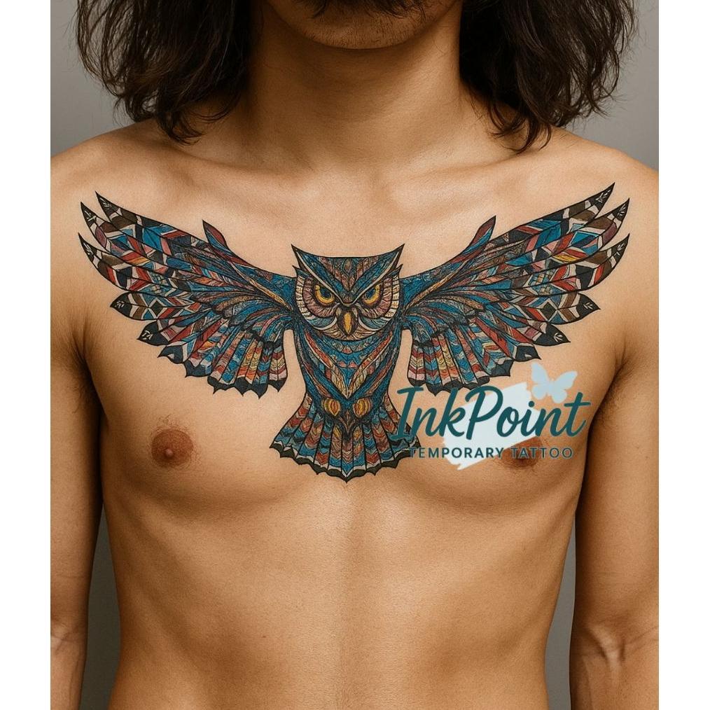 Tatto Temporer Burung Hantu Full Dada Realistis