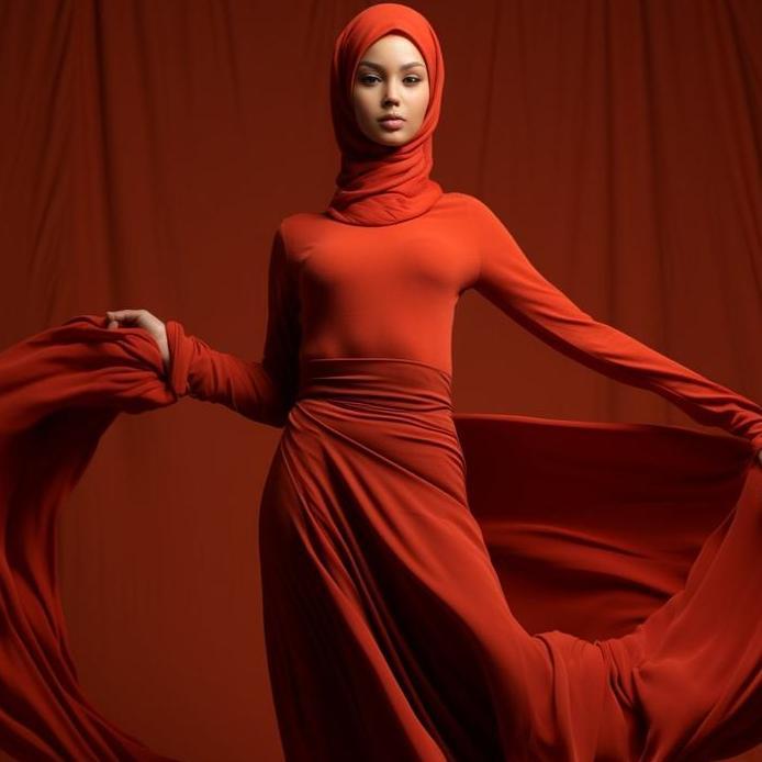 Manset Atasan Lengan Panjang Turtleneck Merah Merdeka 713