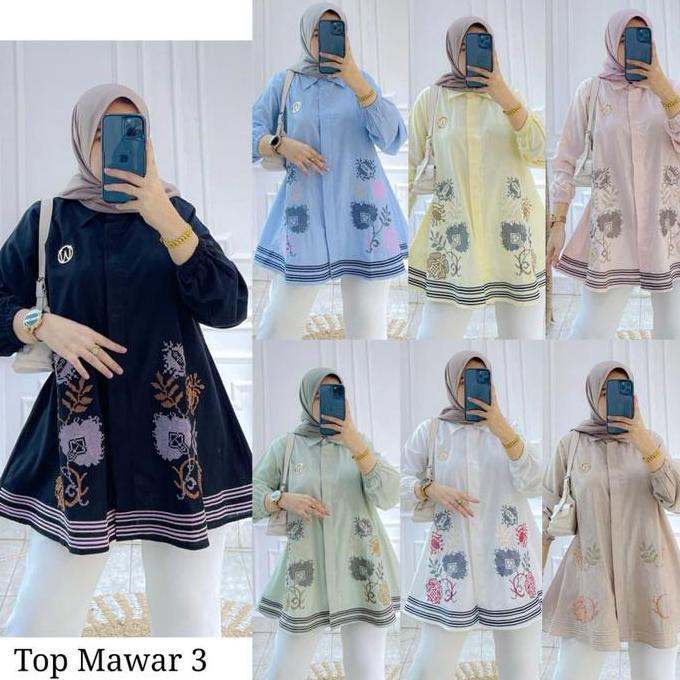 KEMEJA WINODY KATUN BORDIR / KEMEJA KATUN WINODY / KEMEJA WINODY TERBARU / ATASAN WINODY MAWAR / KEM