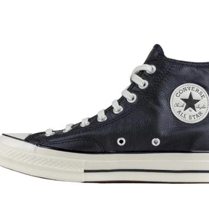 SEPATU CONVERSE CT LEATHER 70S HI BLACK WHITE EGRET