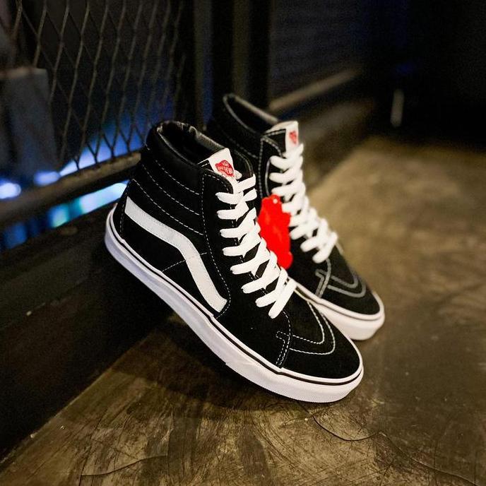 SEPATU PRIA VANS ORINAL VANS SK8 HI BLACK WHITE CLASSIC BNIB