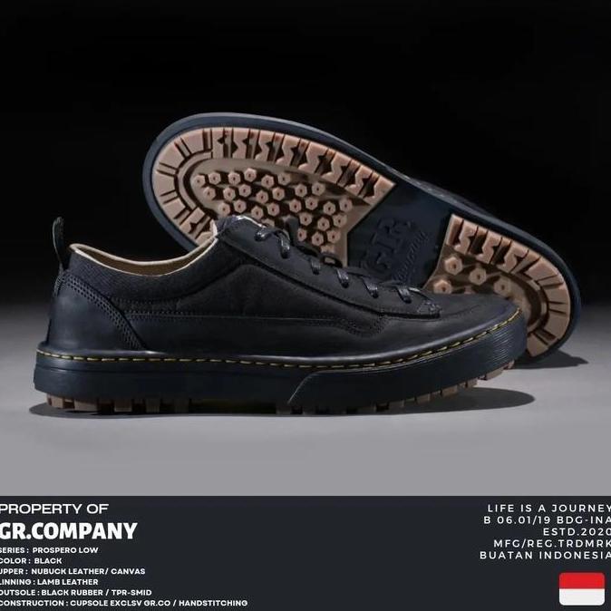 Gany - Prospero Low Black - Sepatu Sneakers Kulit