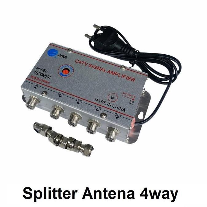 TERBAIK Splitter Paralel Antena TV CATV Signal Amplifier 4 Port
