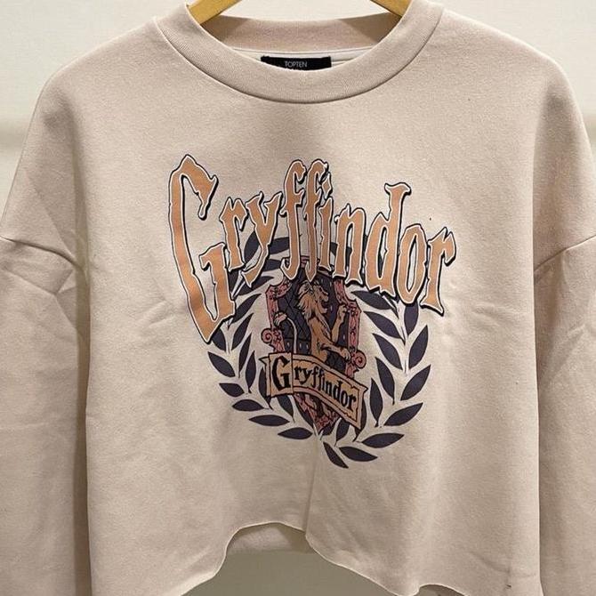 Tahan Lama Sweater Wanita Gryffindor Crop Fleece Fit Oversize Atasan Sweatshirt Casual Tebal Basic