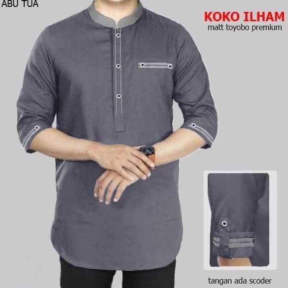 PIK - Koko Kurta Ilham S M L XL XXL 3XL Pakaian Muslim Koko Kurta Pria Katun Toyobo Dewasa Baju