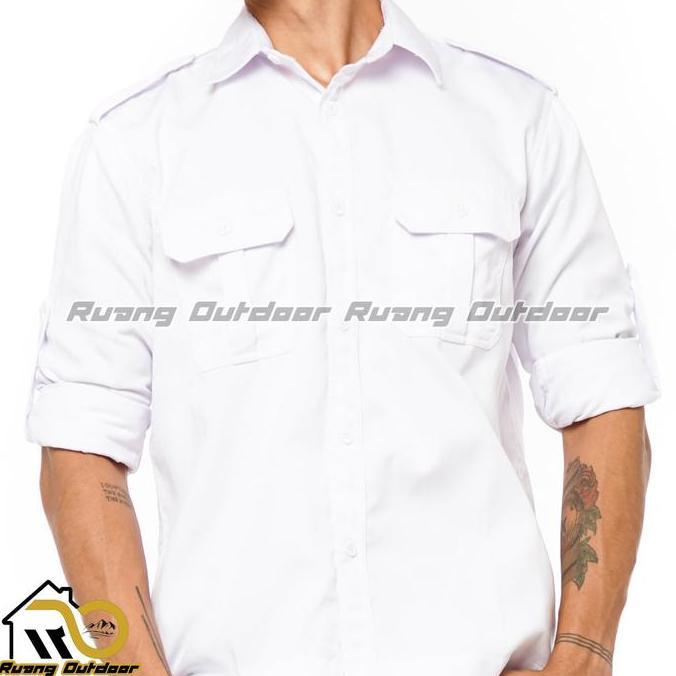 Baju Kemeja Seragam PDL PDH Putih Lengan Panjang Lapangan Gunung Dinas