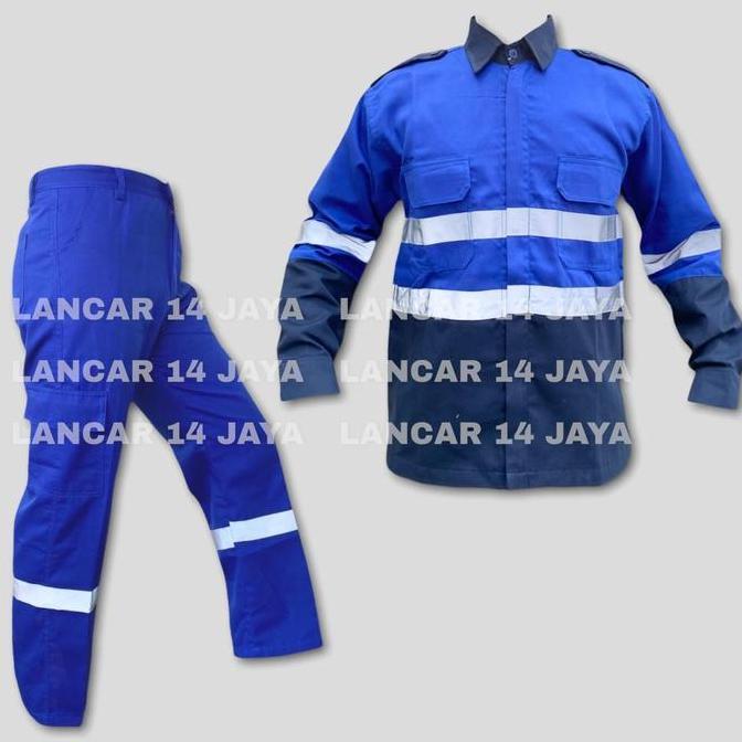 1 Set Baju Kerja Weaack Kalak Safety K3 Kombinasi Navy Lengkap 13 Warna Murah