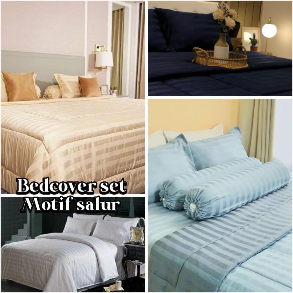 Bedcover set salur 1 set bed cover motif salur berbagai macam warna ukuran 90x200 120x200 160x200 18
