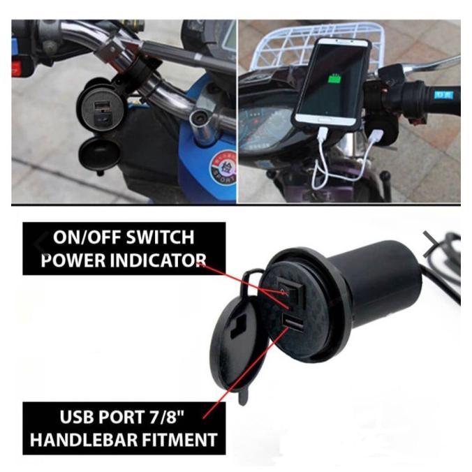 favorit` charger aki motor waterproof usb plug / charger hp di motor murah bracket alat cas motor