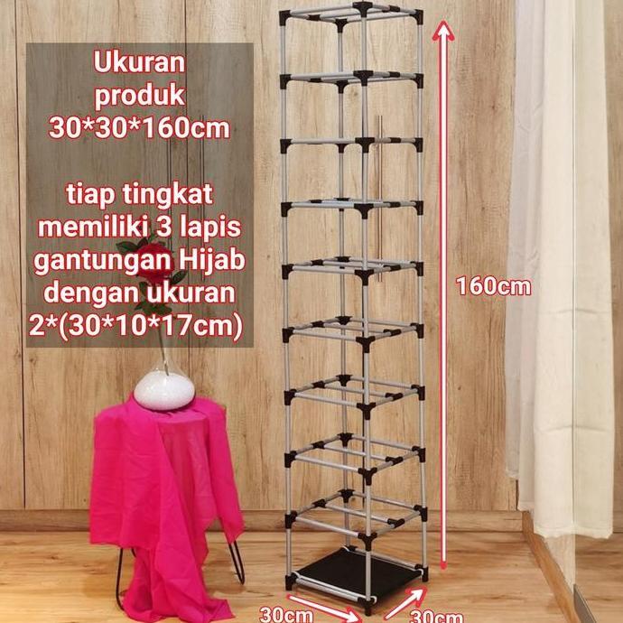 Terpopuler- Nine Box Rak Hijab 27 Baris Model Langsing Hemat Tempat / Rak Jilbab Berdiri / Rak Jilba