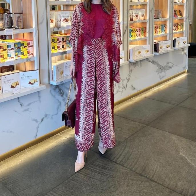 Sendtoday- Lausboutique-Abaka Set-Seri 1023-Oneset Batik Wanita Pesta Celana Fit Kulot Loose Outer P