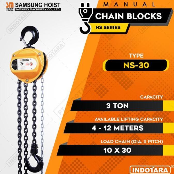 Manual Chain Block Katrol Takel 3 Ton Samsung NS-30 (TERBAIK) (TERBARU) (TERMURAH)