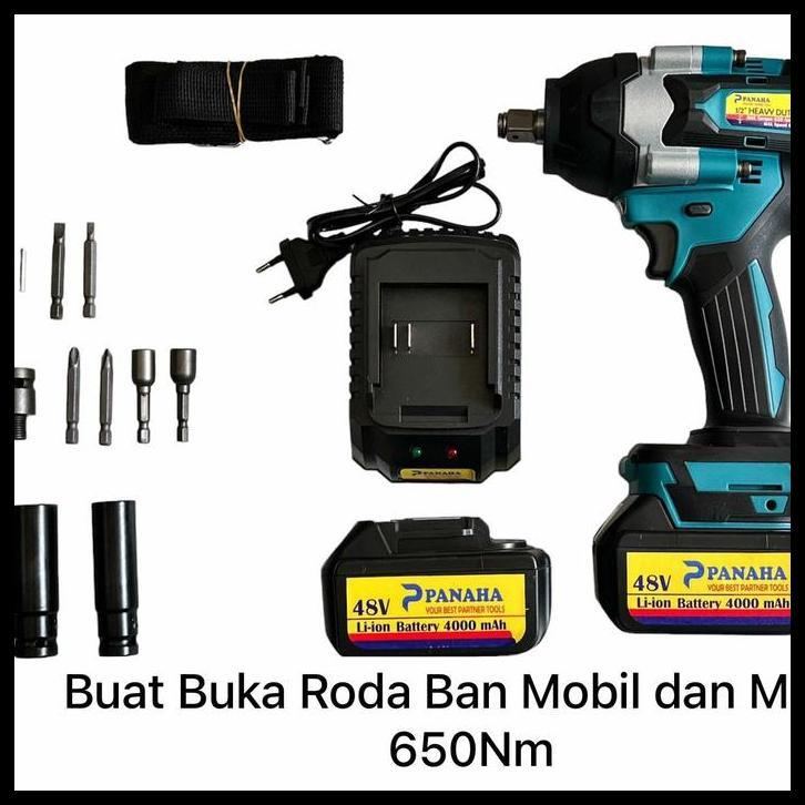 TERMURAH 2 BATRE JLD PANAHA IMPEK IMPACT WRENCH 650NM JUMBO BISA BUKA BAN MOBIL 