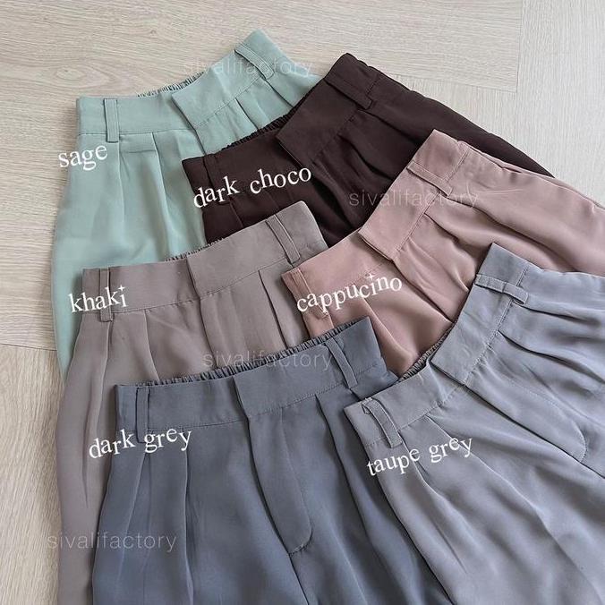 SIVALI Elika Pants - Celana Ankle Loose Wanita Panjang 7/8 Bahan Jatuh Katun Polyester Outfit Casual