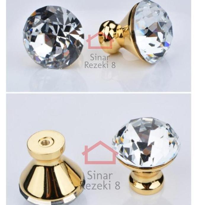 Blokx- Tarikan Berlian Kristal M / Crystal Kaca Handle Laci Pintu Lemari Knob