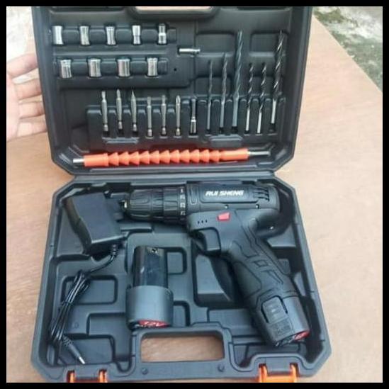 TERMURAH JLD 12V-SET BOR OBENG BOR BATERAI 12 VOLT CORDLESS DRILL